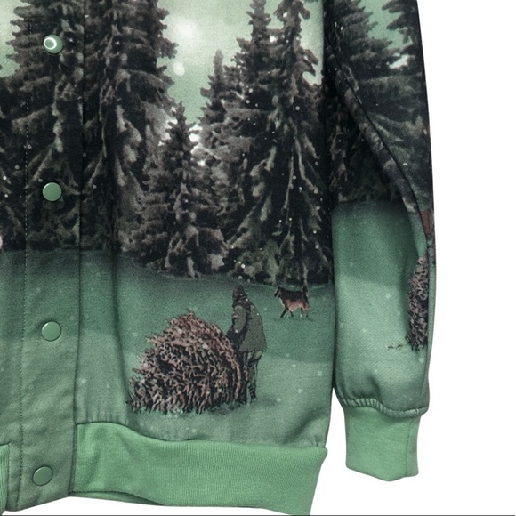 Vintage BLAIR Sweatshirt/Jacket Full Graphic Print Crewneck Button Up Sz Med - Picture 5 of 13